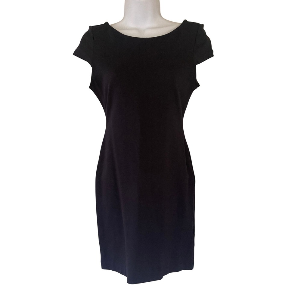 Alice Olivia Navy Blue Cap Sleeve Sheath Dress Cutout Back Size 4 New‎